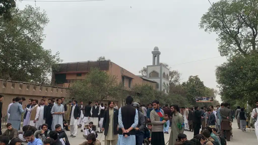 Students protest university gates closure in Peshawar