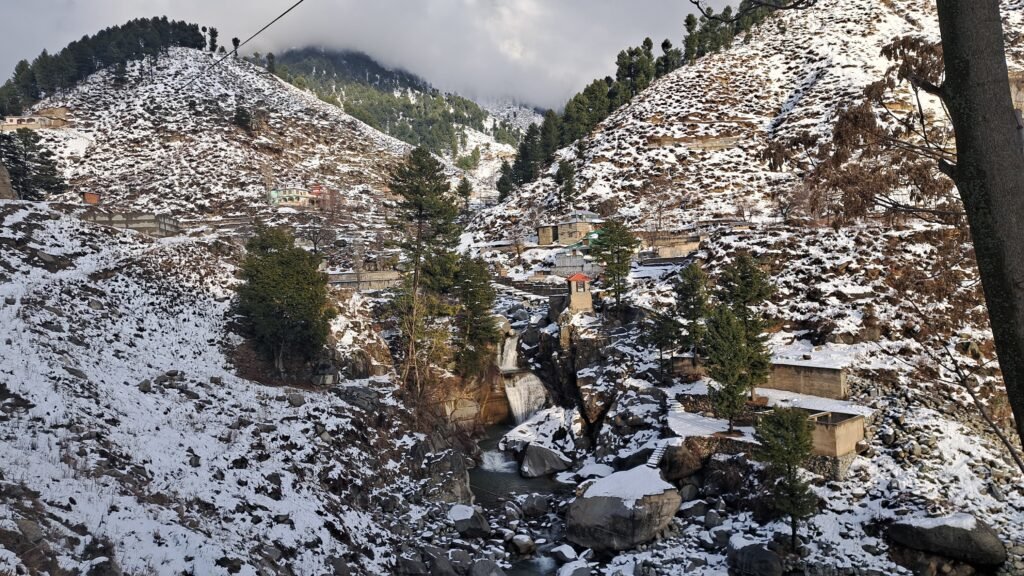 A view a village in Dir Upper after snowfall.