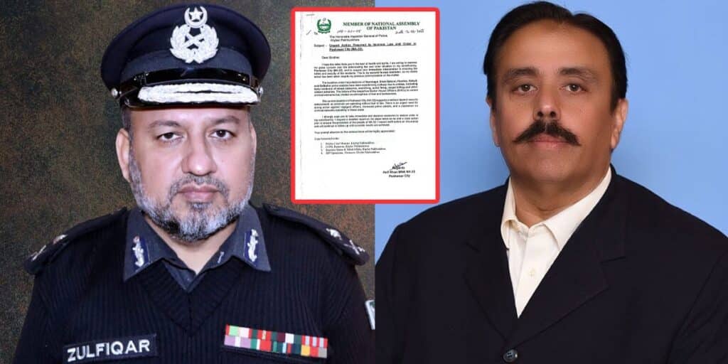 Peshawar’s MNA writes to IGP KP on security situation in his constituency