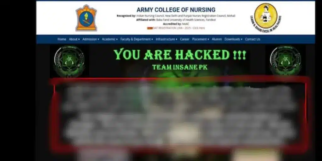 Cyber group ‘Team Insane PK’ takes down Indian army college of nursing website
