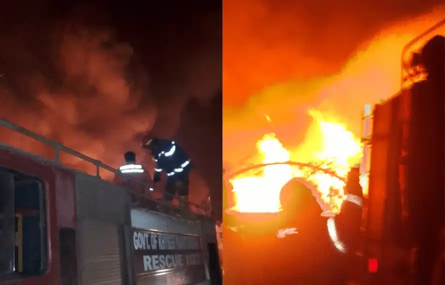 Fire breaks out in medicine company’s warehouse; dousing efforts continue