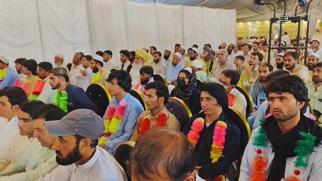 123 deserving couples got married in a mass wedding ceremony in Bannuorganized by the Zakat Department.