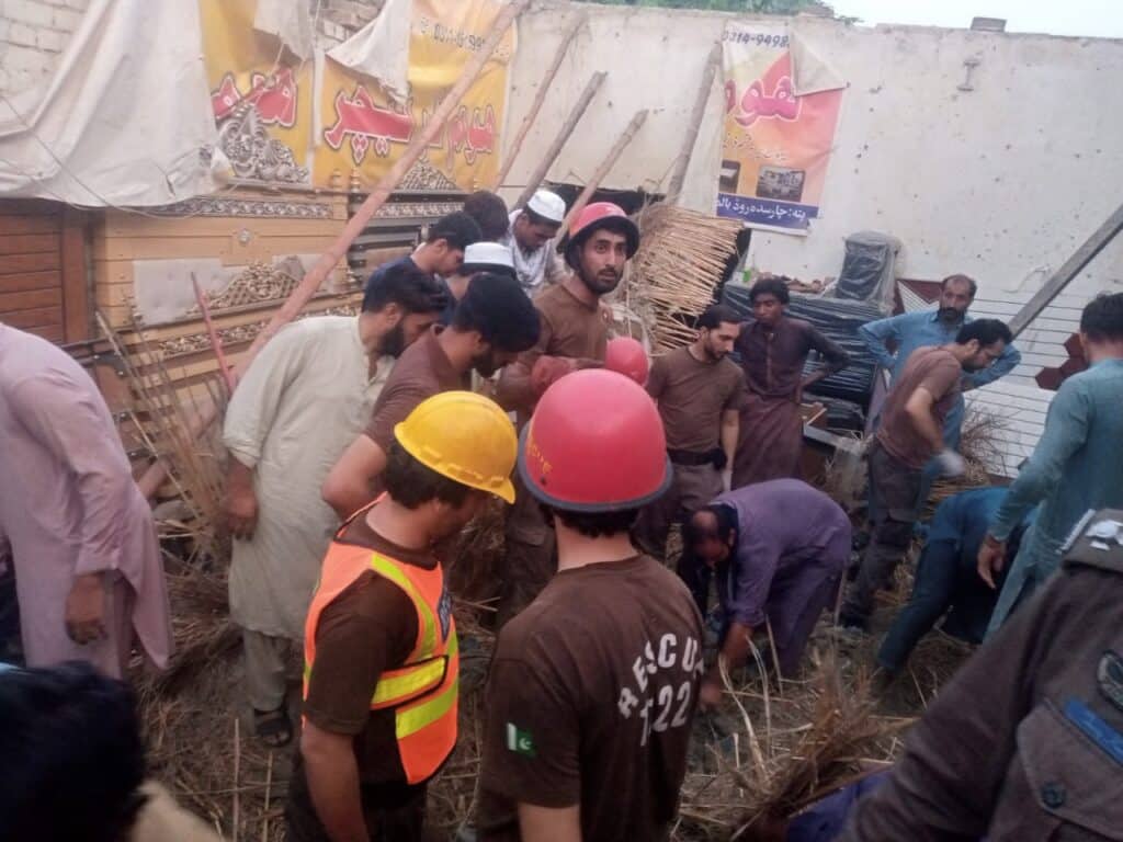 Two buried after furniture showroom roof collapses in Peshawar
